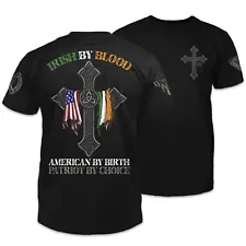 Irish By Blood Patriotic T-Shirt American Pride Veteran Support Tee