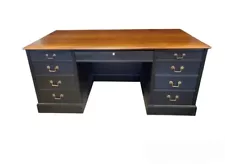 Traditional Jasper Executive Office Desk And Credenza Set