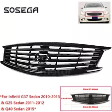 Front Bumper Grille For Infiniti G37 G25 2010-2013 Q40 4Door Sedan Painted Black