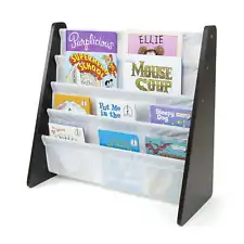 Kids Bookshelf with 4 Shelves Book Organizer, Espresso