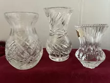 Vtg Genuine Lead Crystal Small Vase Lot of 3 Germany Ireland 24-30% 3,3.5,4 inch