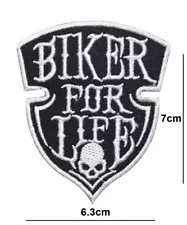 Biker For Life Patch Iron or Sew On Embroidered Motorbike Badge applique logo