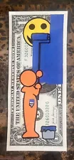 Original Dollar Bill Art Haring / Banksy Painter Homage Signed & 1/1 By Cakes