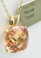 GENUINE 7.79 Cts YELLOW TOPAZ PENDANT 14k YELLOW GOLD - Free Appraisal - NWT