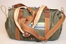 The Sak Barrel Duffle Bag NEW Womens Sak Pack Olive Nylon Medium Zip 107005 $79