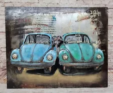 Vibrant VW Beetle Canvas Metal Oil Painting - A Pop Art Twist on a Classic Sale