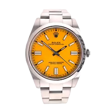 Rolex Oyster Perpetual 124300 41mm CUSTOM Made Yellow Dial Steel Watch UNWORN