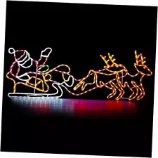 315L LED Long Lighted Santa Claus Sleigh and Lighted santa and reindeer