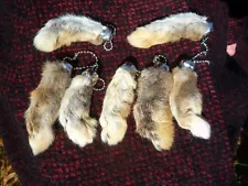 LUCKY 7 RABBITS FOOT RABBIT'S FEET QTY 7 GENUINE RABBIT'S FOOT NATURAL KEY CHAIN