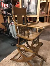 antique wooden baby high chair