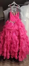 Mori Lee Vizcaya Quinceanera XV Sweet 16 Prom Dress Ball Gown Pink , sz 12