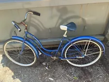 Vintage Late 60's Schwinn 26" Hollywood Blue Ladies Cruiser Bicycle