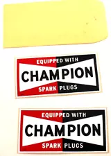 Original Pair of Champion Spark Plug Vinyl Racing Decals 5"