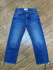 Mother The Ditcher Crop Chew Jeans in Broken Record Blue Size 23