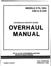 Engine Overhaul Manual Continental C75, C85, C90 & O-200 Aircraft 1980