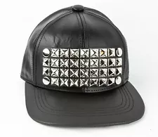 Studded Pyramid VEGAN Leather Hat Made USA Premium Quality Punk Goth Hip Hop