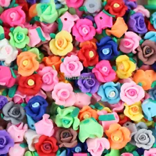 Wholesale lots 50pcs Mixed 13mm Polymer Clay Rose Flower Loose Spacer beads