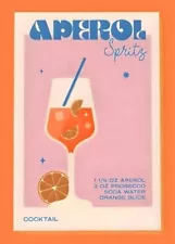 Aperol Spritz Vintage Cocktail Print, Home Bar Art Retro Decor for Home, Kitchen