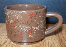 Starbucks Coffee Mug 10oz Brown Color with Plant design and Red Coffee Beans