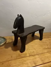 New ListingVintage Antique Carved Wooden Bench Stool Primitive Horse