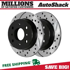 Rear Drilled Slotted Brake Rotors Black Pair 2 for Acura Integra Honda Civic