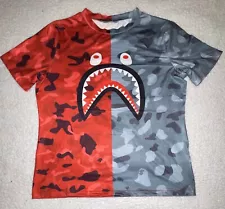 BAPE A Bathing Ape WGM Shark Jaw Red Gray Camo L Shirt RN155143