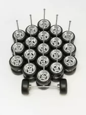 Hot Wheels 4 Spoke Donuts Long Axle Rubber Tire 10 set Chrome for JDM 1:64