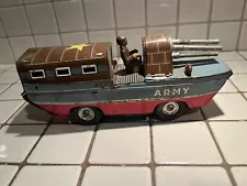 Vintage 1950s ARMY Amphibious Transport Vehicle Japan Friction Litho Tin Toy