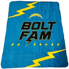 NEW LA Chargers Fleece Blanket BOLT FAM Los Angeles Season Ticket Holder Gift