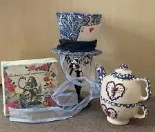 Country Heart Tea for One Tea Set, Alice in Wonderland Canvas and Mad Hatter Hat