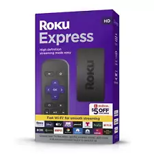 Roku Express HD Streaming Device w//High-Speed HDMI Cable,/Remote，No TV Controls