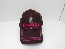 Browning Buckmark For Her Brown Pink with Rhinestone Logo Mesh Strapback Hat Cap