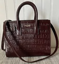 Yves Saint Laurent YSL Sac De Jour Nano Satchel Crossbody Embossed Croc Maroon