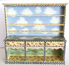 L.SCHMIDT 2000 Hand-painted country motif wood Dollhouse HUTCH for cups/saucers+