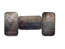 3x Cool Vintage Engelhard Bullion Silver Bars 999! Toned Patina Art!