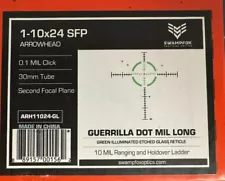 Swampfox Arrowhead 1-10x24 LPVO Scope Guerrilla Dot Mil Green