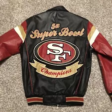 Vtg San Francisco 49ers Leather Jacket 5x Super Bowl Champions Small Rare