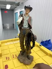 Montana Cowboy Figurine Handmade Statue Sculpture Size 18" Tall x 6" Wide