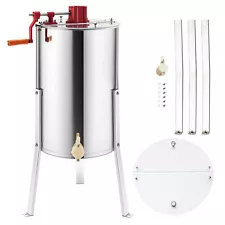 CREWORKS 3/6 Frame Manual Honey Extractor Spinner Beekeeping Equipment w/ Stands