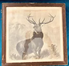 Huge Edwin Henry Landseer (1803 - 1873) "Monarch Of The Glen" Engraving - Framed