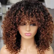 Ombre Color 1B/#27 Curly Scalp Top Full Machine Made Wigs Brazilian Human Hair