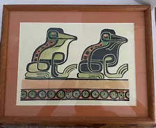 Walter Anderson's Blockprint Frog 13 x 17 Matted & Framed