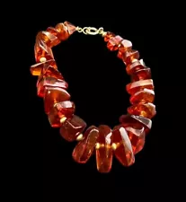 Bracelet 12k Yellow Gold Filled Baltic Amber Beaded 8.5 Inches