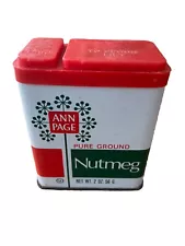 Vintage A&P Ann Page 2 oz Pure Ground Nutmeg Spice Tin Nov 7 79X