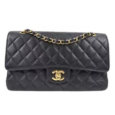 Chanel Black Caviar Medium Classic Double Flap Shoulder Bag 163306