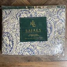 NWT RALPH LAUREN Classic CAL KING Deep Fitted Sheet, THE LANDING Paisley Blue