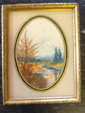 Miniature Watercolor Painting Mixed Media Vintage Estate Sale Find