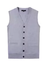 Men's V Neck Vest Button Two Pocket Inside Vest Sweater Knitted Cardigan SW-919