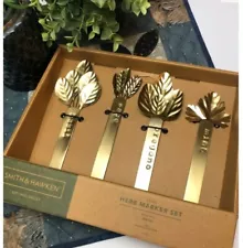 Smith & Hawken Gold Metal Herb 4-Piece Marker Set for Garden / Nursery NIP