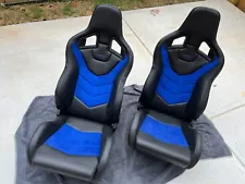 New Unused Recaro Sportster GT Seats Pair Blue Alcantara Inserts 410.2GT.3165